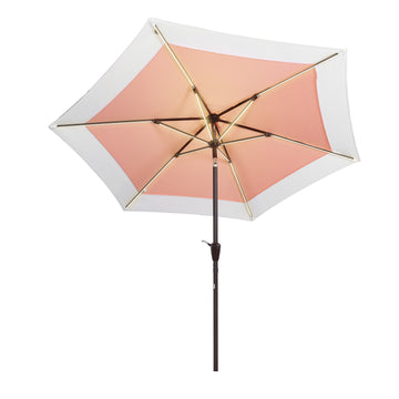 Spencer 9 ft. Classic Coastal 2-Tone Solar LED Market Patio Umbrella - JONATHAN Y